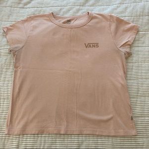 Pale Pink Vans Cropped Graphic Tee xl